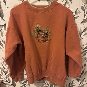 Outdoor Life Crewneck with Embroidered Deer